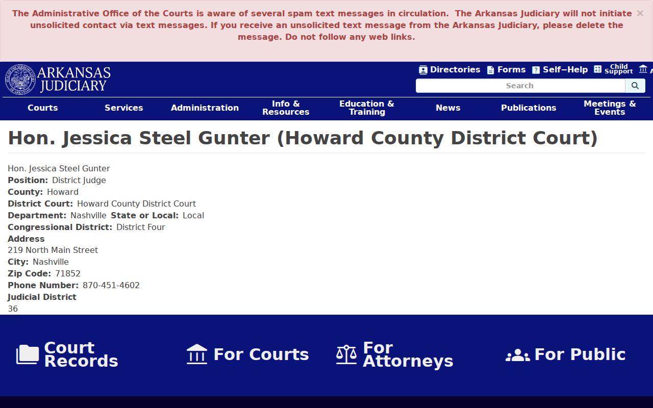 Howard County warrant search District Court contact page