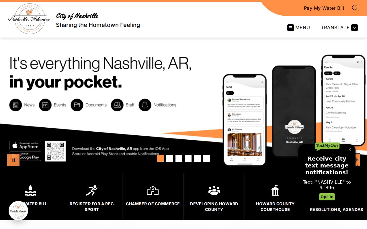 Official Nashville Arkansas government page for local arrest warrant service routing